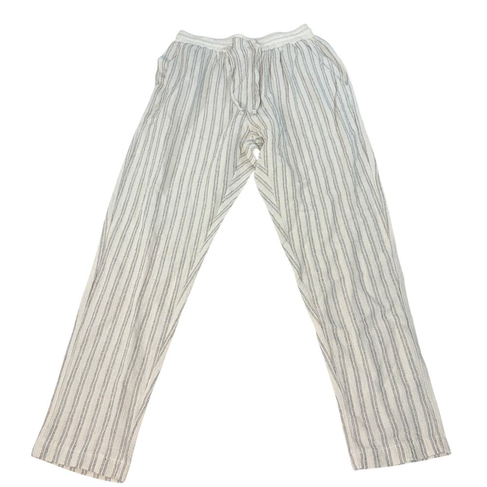 POL womens cream black striped pants. Linen feel. Size S. Resort, vacation